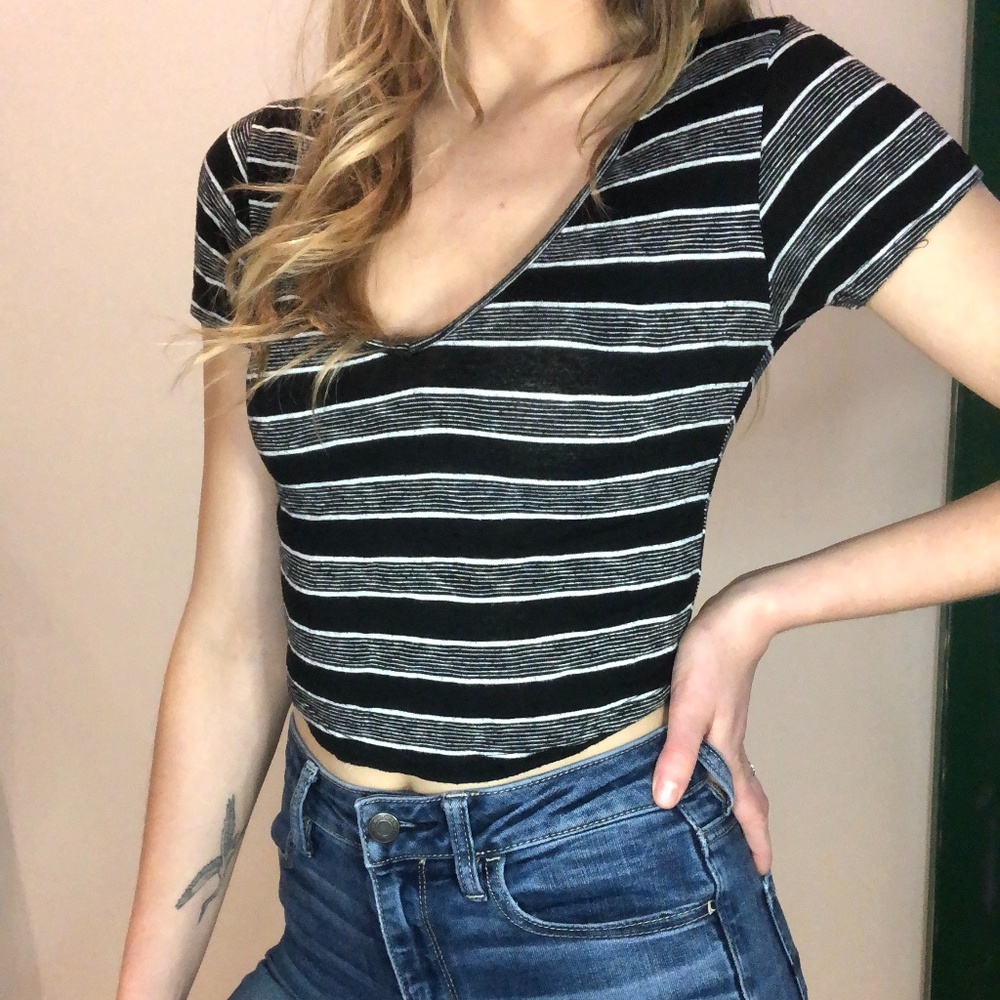 Brandy Melville Striped Crop Tee